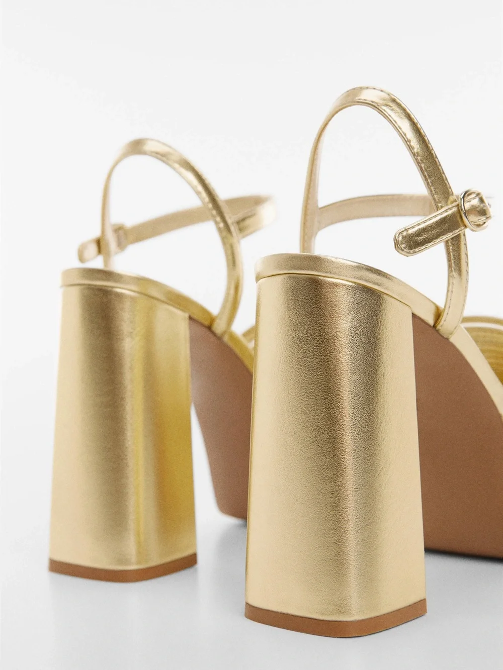 Mango Gold Platform Block Heel Sandals - Women